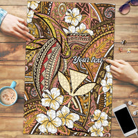 Personalised Hawaii Tribal Humpback Whale Puzzle Melemele Hibiscus Seamless Pattern LT9 Gold - Polynesian Pride