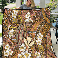 Personalised Hawaii Tribal Humpback Whale Quilt Melemele Hibiscus Seamless Pattern LT9 Gold - Polynesian Pride