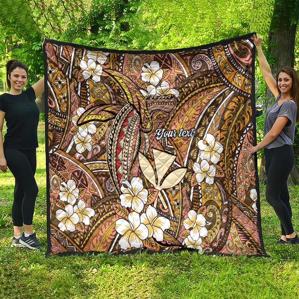 Personalised Hawaii Tribal Humpback Whale Quilt Melemele Hibiscus Seamless Pattern LT9 - Polynesian Pride