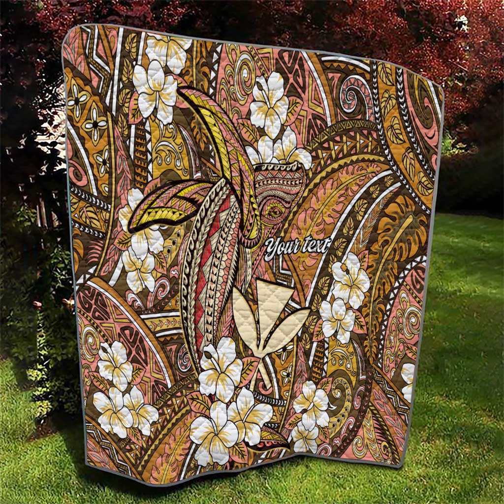 Personalised Hawaii Tribal Humpback Whale Quilt Melemele Hibiscus Seamless Pattern LT9 - Polynesian Pride