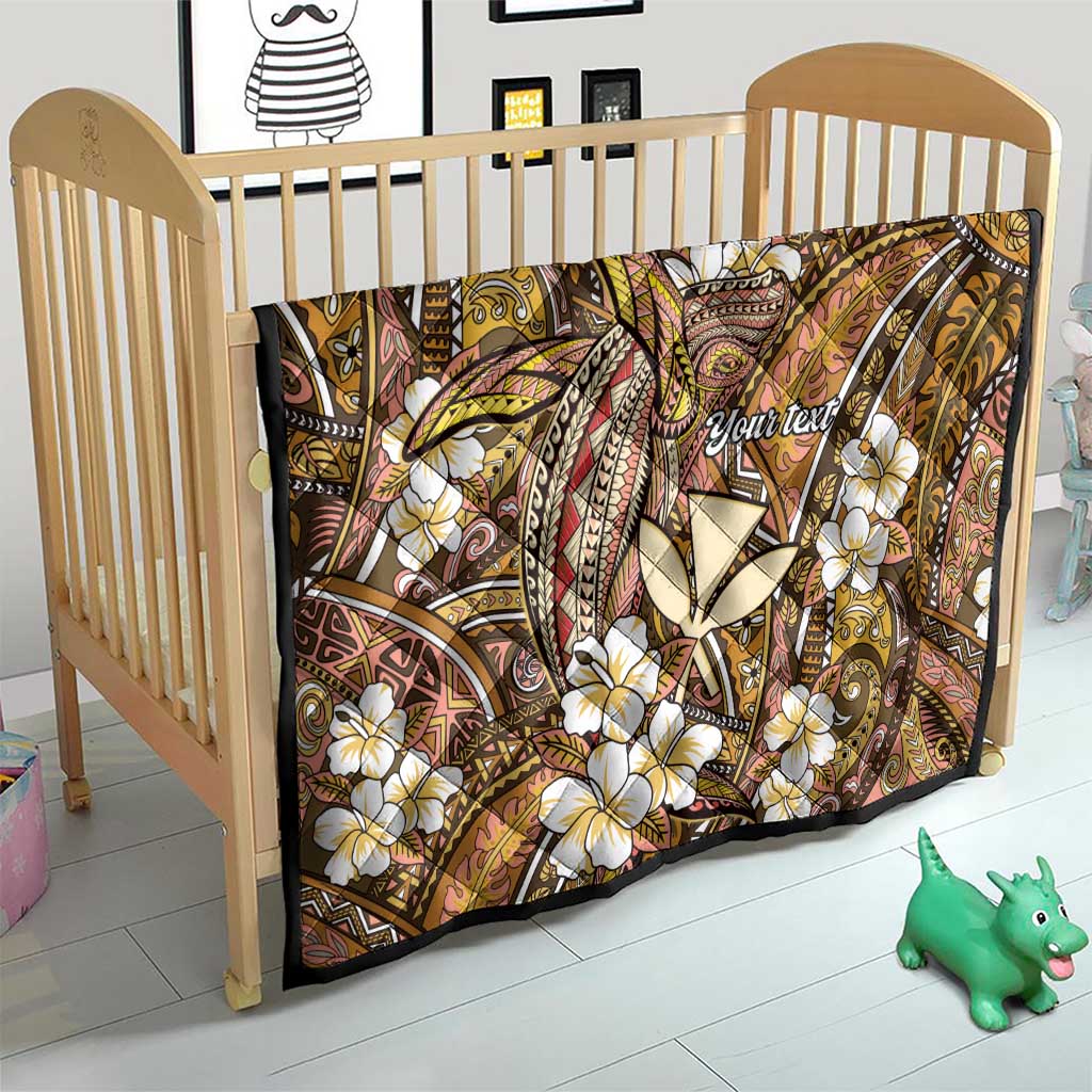 Personalised Hawaii Tribal Humpback Whale Quilt Melemele Hibiscus Seamless Pattern LT9 - Polynesian Pride