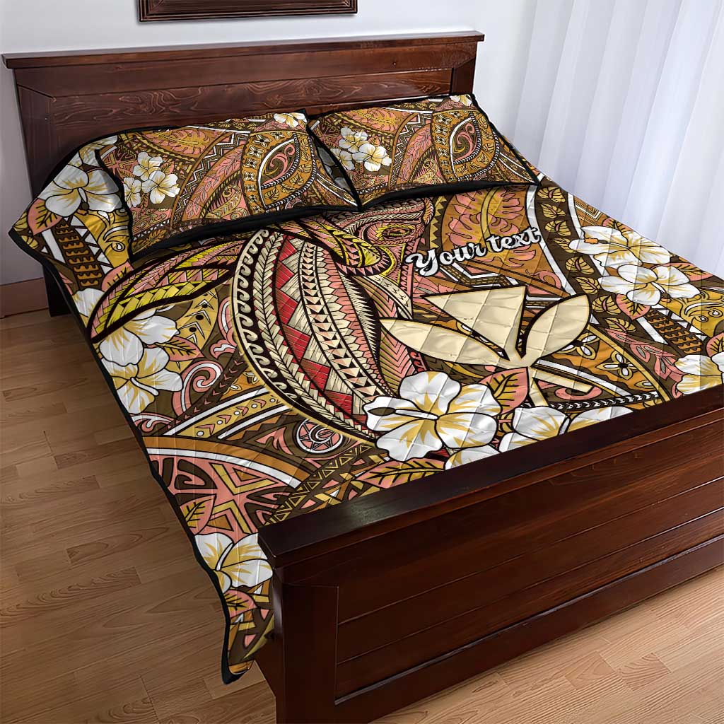 Personalised Hawaii Tribal Humpback Whale Quilt Bed Set Melemele Hibiscus Seamless Pattern LT9 - Polynesian Pride