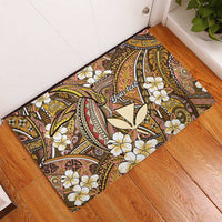Personalised Hawaii Tribal Humpback Whale Rubber Doormat Melemele Hibiscus Seamless Pattern LT9 - Polynesian Pride