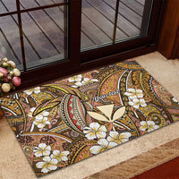 Personalised Hawaii Tribal Humpback Whale Rubber Doormat Melemele Hibiscus Seamless Pattern LT9 - Polynesian Pride