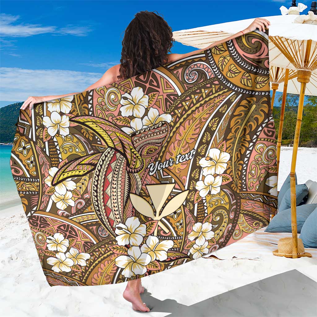 Personalised Hawaii Tribal Humpback Whale Sarong Melemele Hibiscus Seamless Pattern LT9 One Size 44 x 66 inches Gold - Polynesian Pride