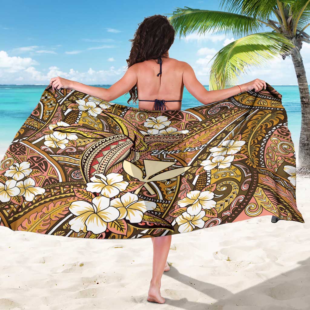 Personalised Hawaii Tribal Humpback Whale Sarong Melemele Hibiscus Seamless Pattern LT9 - Polynesian Pride