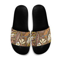 Personalised Hawaii Tribal Humpback Whale Slide Sandals Melemele Hibiscus Seamless Pattern LT9 Gold - Polynesian Pride