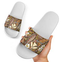 Personalised Hawaii Tribal Humpback Whale Slide Sandals Melemele Hibiscus Seamless Pattern LT9 - Polynesian Pride