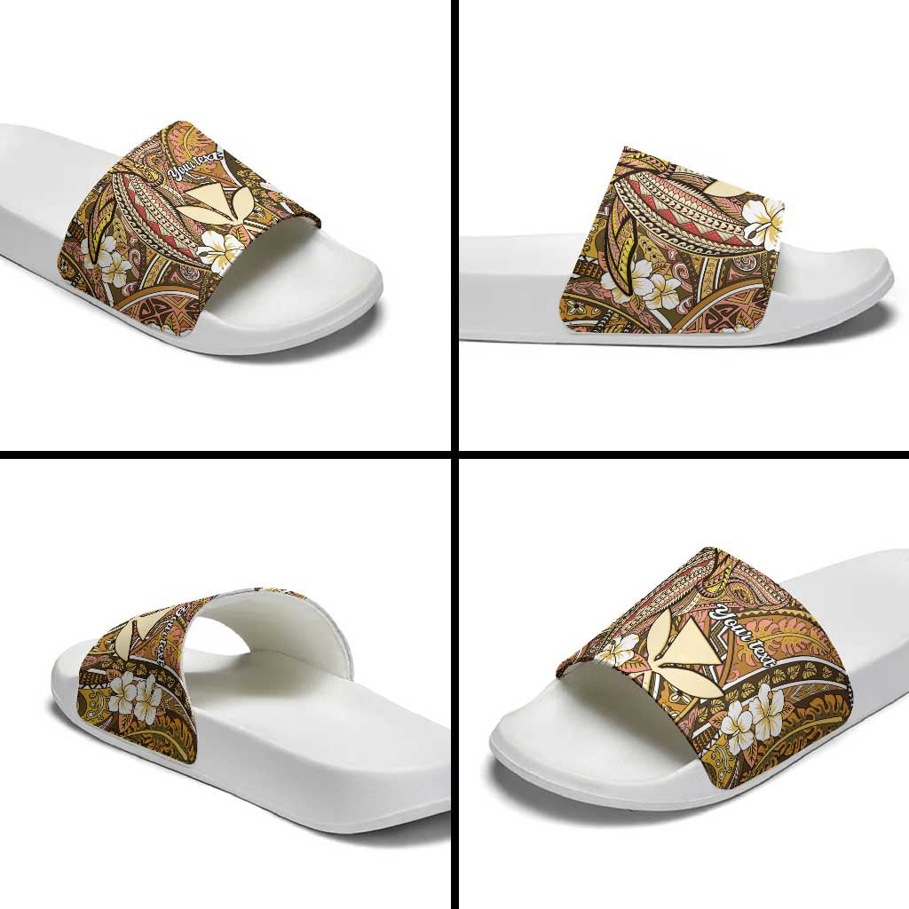 Personalised Hawaii Tribal Humpback Whale Slide Sandals Melemele Hibiscus Seamless Pattern LT9 - Polynesian Pride
