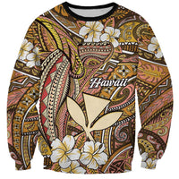 Personalised Hawaii Tribal Humpback Whale Sweatshirt Melemele Hibiscus Seamless Pattern LT9 Unisex Gold - Polynesian Pride