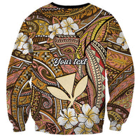 Personalised Hawaii Tribal Humpback Whale Sweatshirt Melemele Hibiscus Seamless Pattern LT9 - Polynesian Pride