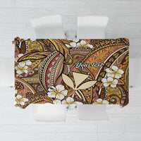 Personalised Hawaii Tribal Humpback Whale Tablecloth Melemele Hibiscus Seamless Pattern LT9 Gold - Polynesian Pride
