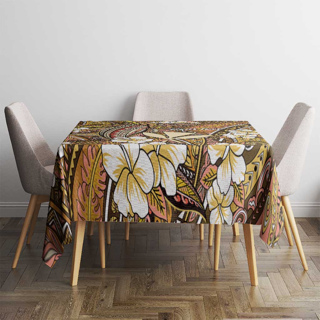 Personalised Hawaii Tribal Humpback Whale Tablecloth Melemele Hibiscus Seamless Pattern LT9 - Polynesian Pride