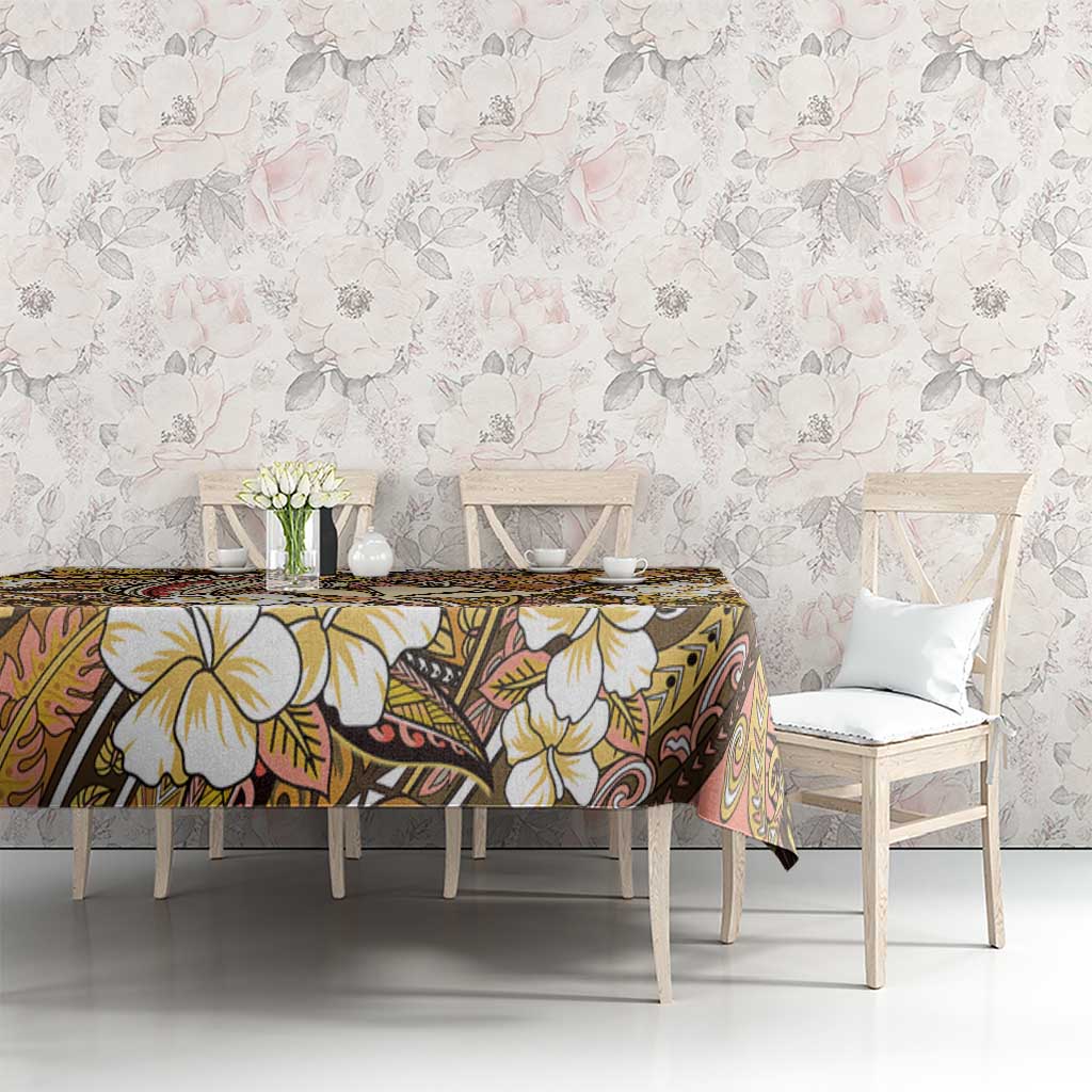 Personalised Hawaii Tribal Humpback Whale Tablecloth Melemele Hibiscus Seamless Pattern LT9 - Polynesian Pride