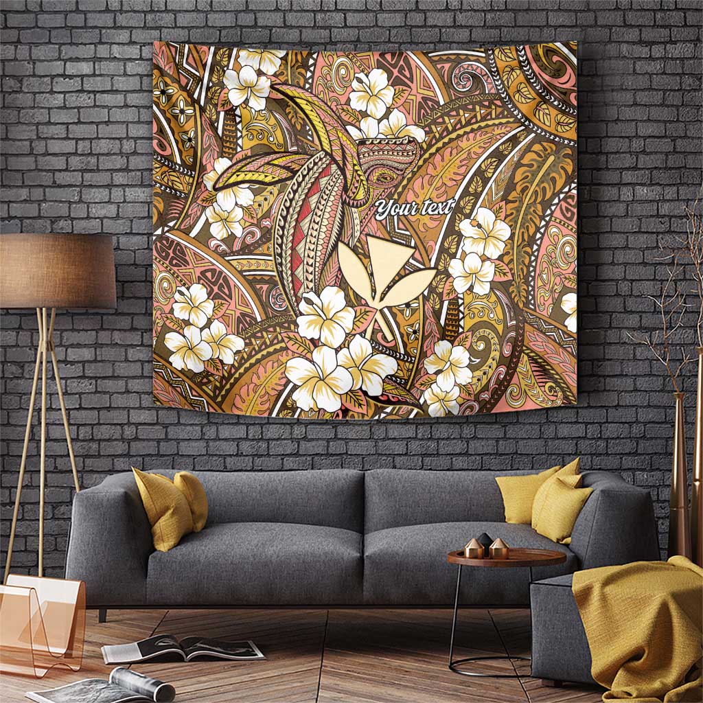 Personalised Hawaii Tribal Humpback Whale Tapestry Melemele Hibiscus Seamless Pattern LT9 Gold - Polynesian Pride