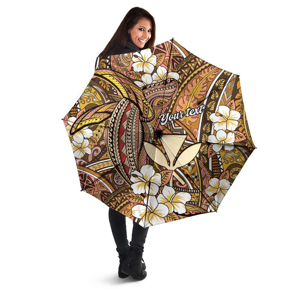 Personalised Hawaii Tribal Humpback Whale Umbrella Melemele Hibiscus Seamless Pattern LT9 - Polynesian Pride