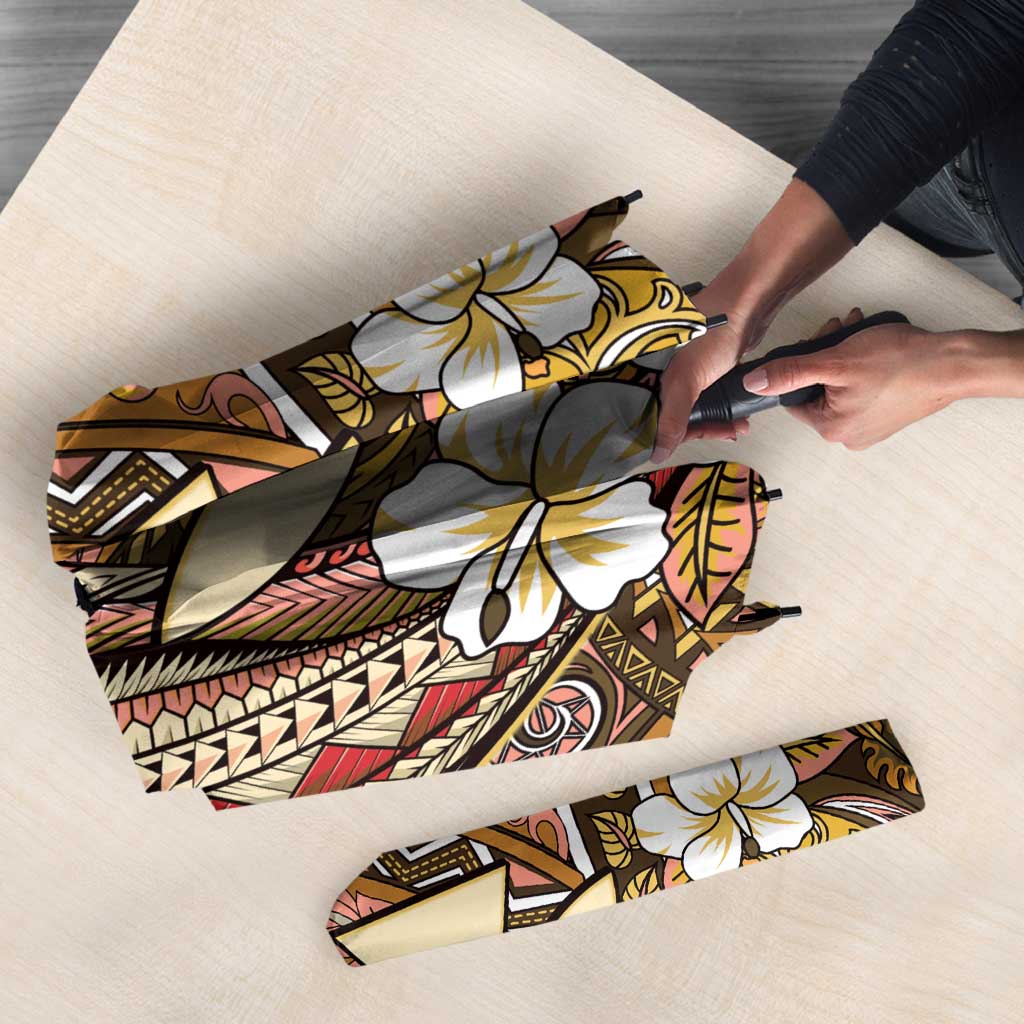 Personalised Hawaii Tribal Humpback Whale Umbrella Melemele Hibiscus Seamless Pattern LT9 - Polynesian Pride