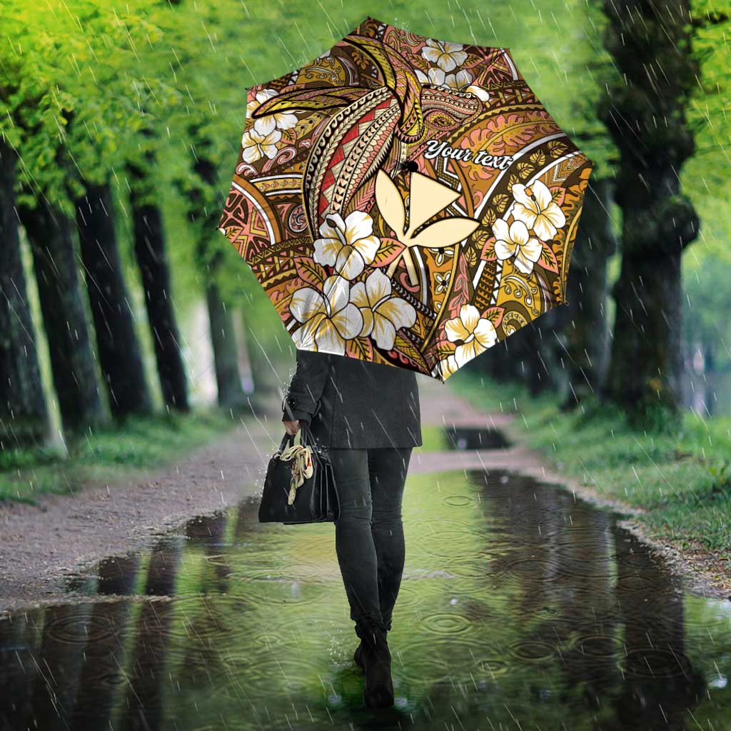 Personalised Hawaii Tribal Humpback Whale Umbrella Melemele Hibiscus Seamless Pattern LT9 - Polynesian Pride
