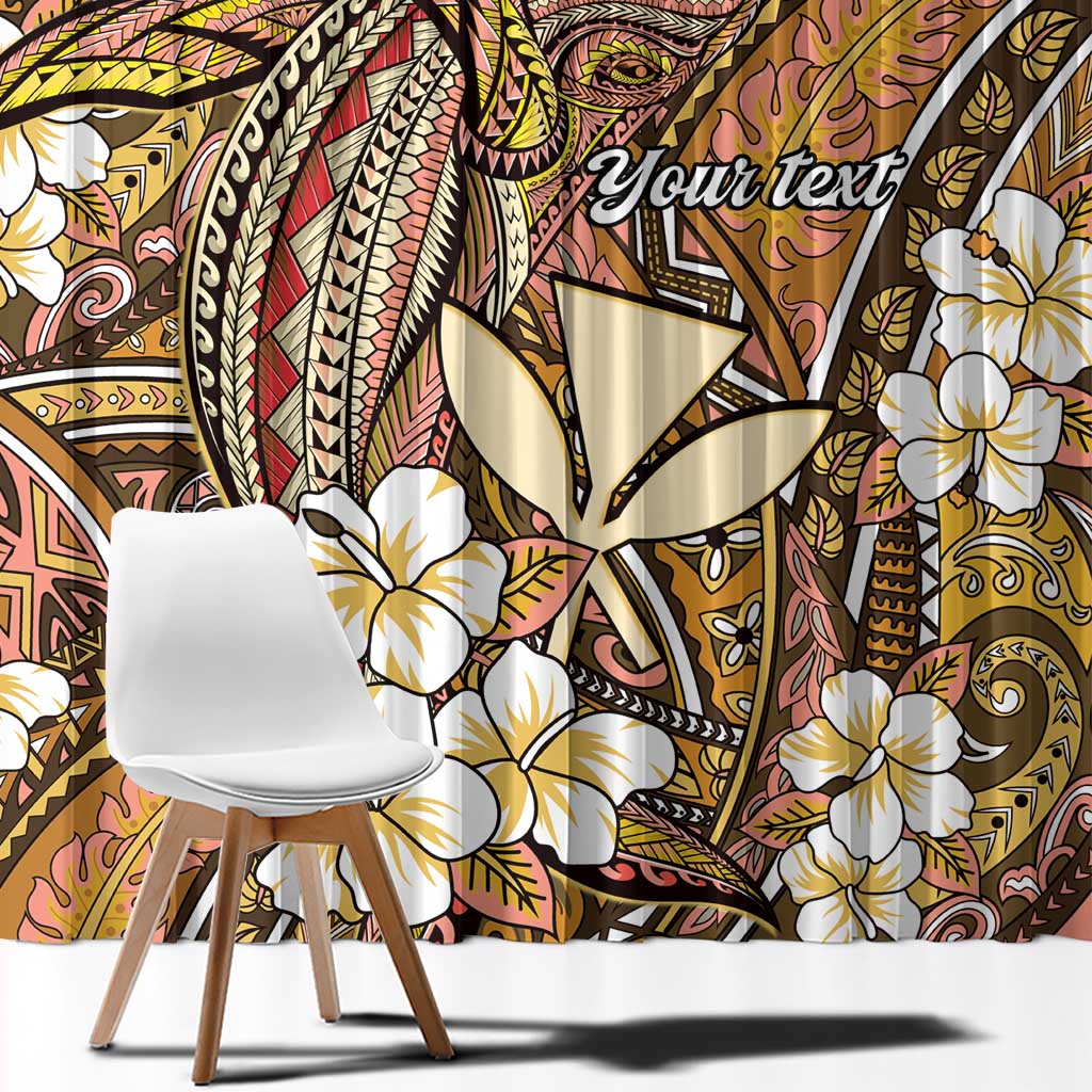 Personalised Hawaii Tribal Humpback Whale Window Curtain Melemele Hibiscus Seamless Pattern LT9 - Polynesian Pride