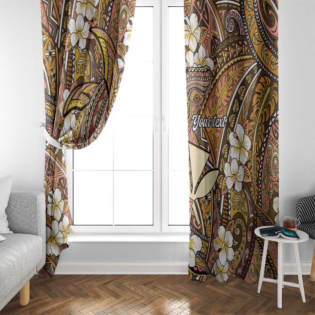 Personalised Hawaii Tribal Humpback Whale Window Curtain Melemele Hibiscus Seamless Pattern LT9 - Polynesian Pride