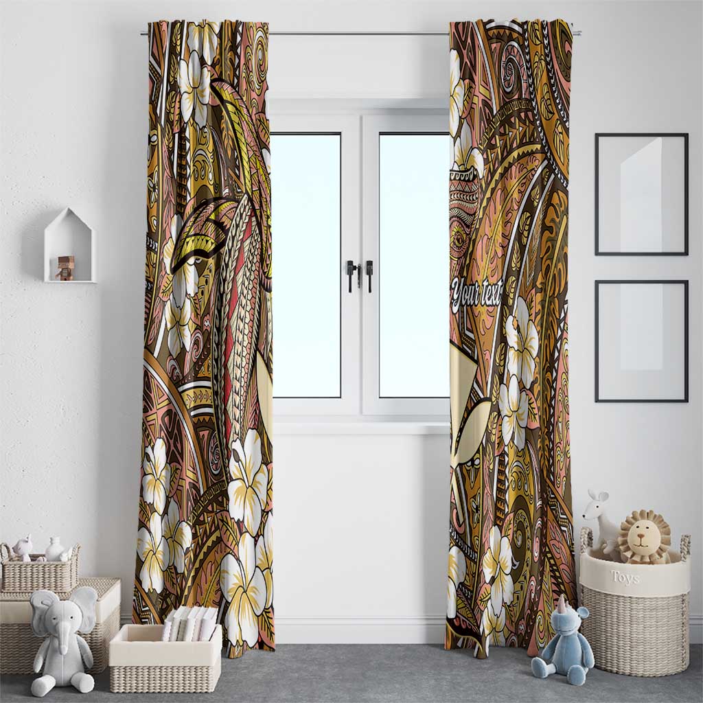 Personalised Hawaii Tribal Humpback Whale Window Curtain Melemele Hibiscus Seamless Pattern LT9 - Polynesian Pride