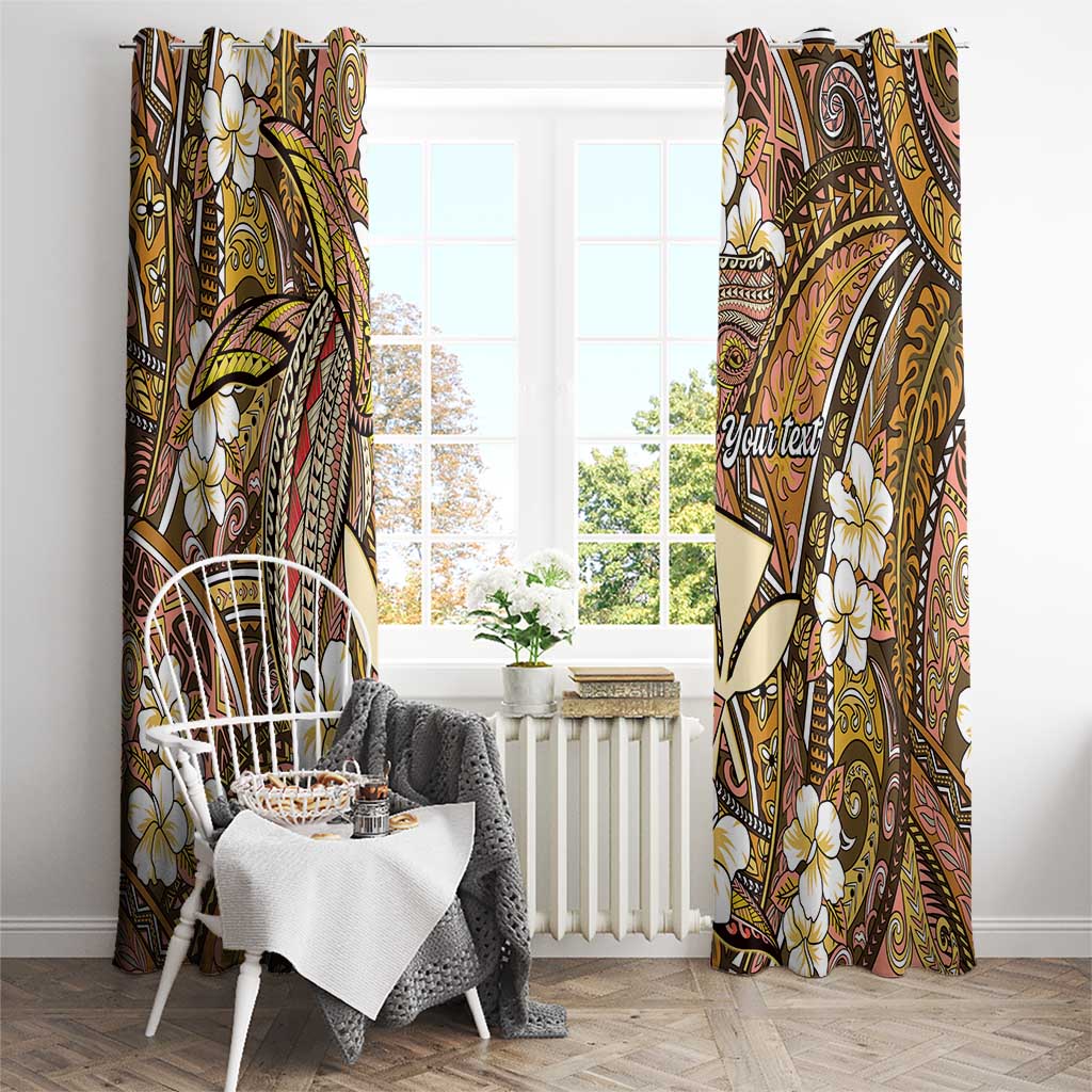 Personalised Hawaii Tribal Humpback Whale Window Curtain Melemele Hibiscus Seamless Pattern LT9 - Polynesian Pride