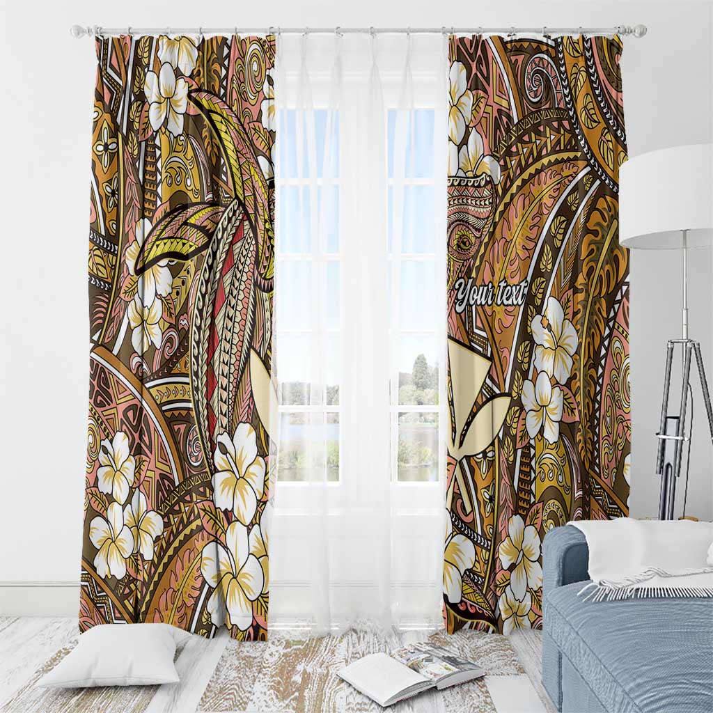 Personalised Hawaii Tribal Humpback Whale Window Curtain Melemele Hibiscus Seamless Pattern LT9 - Polynesian Pride