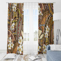 Personalised Hawaii Tribal Humpback Whale Window Curtain Melemele Hibiscus Seamless Pattern LT9 - Polynesian Pride