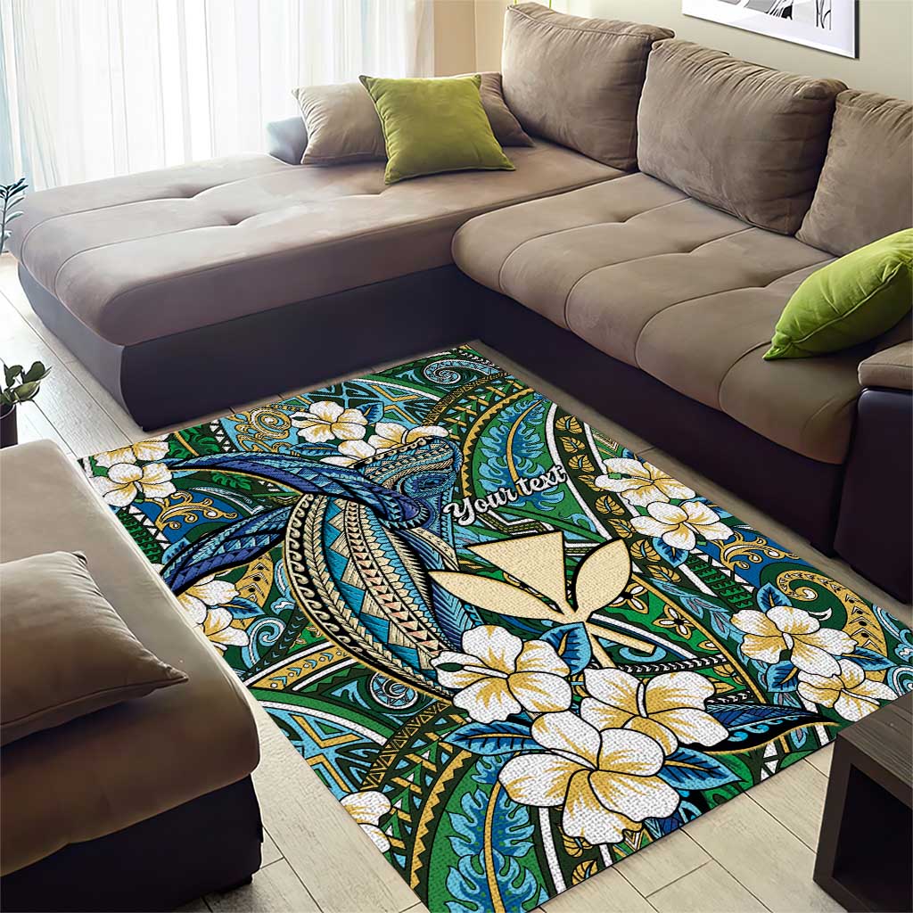 Personalised Hawaii Tribal Humpback Whale Area Rug Omaomao Hibiscus Seamless Pattern LT9 - Polynesian Pride