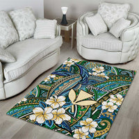 Personalised Hawaii Tribal Humpback Whale Area Rug Omaomao Hibiscus Seamless Pattern LT9 - Polynesian Pride