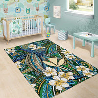 Personalised Hawaii Tribal Humpback Whale Area Rug Omaomao Hibiscus Seamless Pattern LT9 - Polynesian Pride