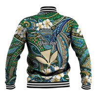 Personalised Hawaii Tribal Humpback Whale Baseball Jacket Omaomao Hibiscus Seamless Pattern LT9 - Polynesian Pride
