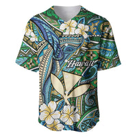 Personalised Hawaii Tribal Humpback Whale Baseball Jersey Omaomao Hibiscus Seamless Pattern LT9 Green - Polynesian Pride