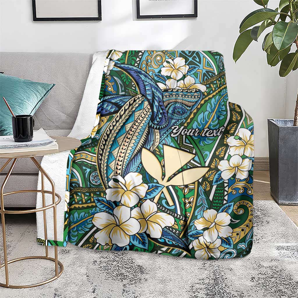Personalised Hawaii Tribal Humpback Whale Blanket Omaomao Hibiscus Seamless Pattern LT9 - Polynesian Pride