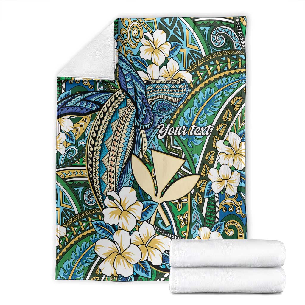 Personalised Hawaii Tribal Humpback Whale Blanket Omaomao Hibiscus Seamless Pattern LT9 - Polynesian Pride