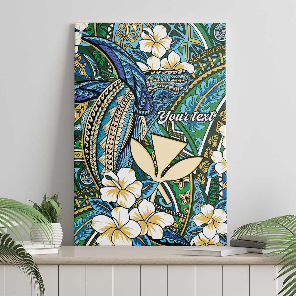 Personalised Hawaii Tribal Humpback Whale Canvas Wall Art Omaomao Hibiscus Seamless Pattern LT9 - Polynesian Pride