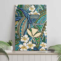 Personalised Hawaii Tribal Humpback Whale Canvas Wall Art Omaomao Hibiscus Seamless Pattern LT9 - Polynesian Pride