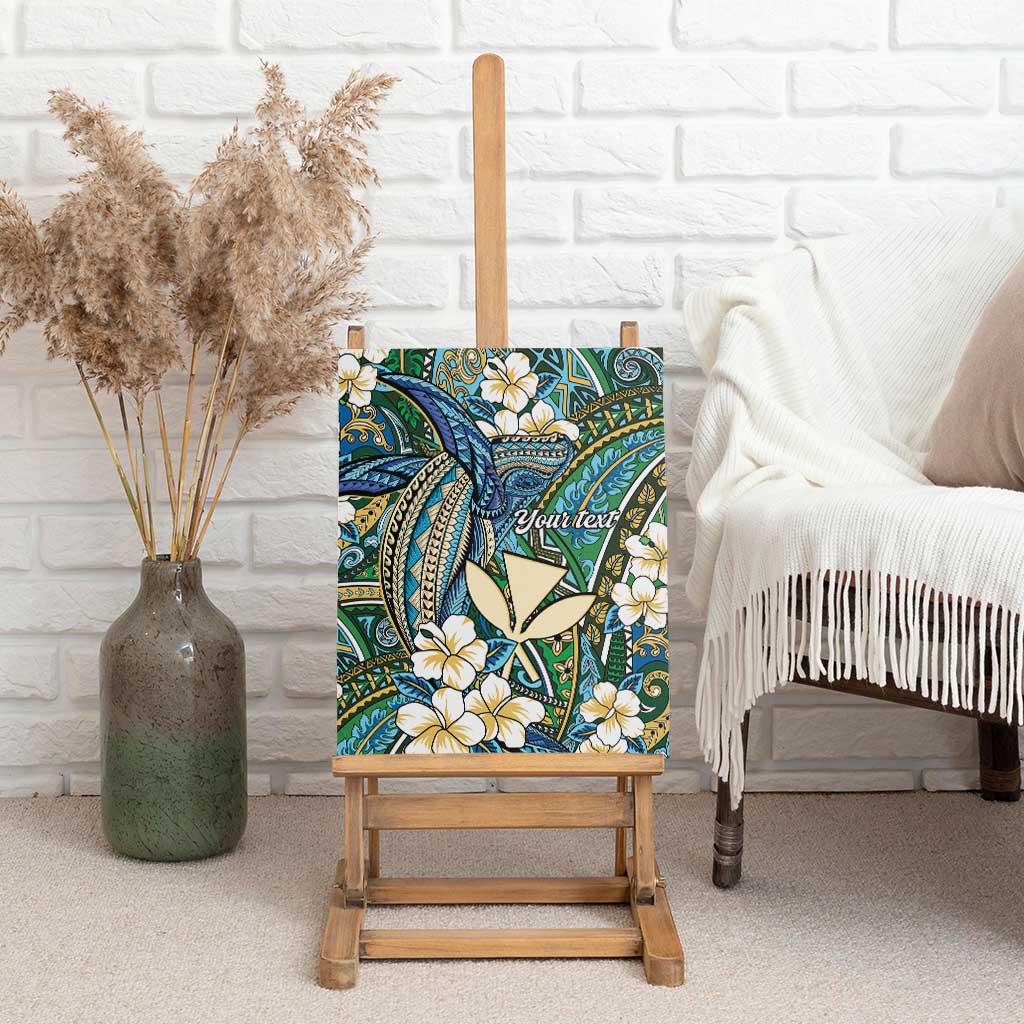 Personalised Hawaii Tribal Humpback Whale Canvas Wall Art Omaomao Hibiscus Seamless Pattern LT9 - Polynesian Pride