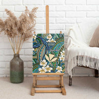 Personalised Hawaii Tribal Humpback Whale Canvas Wall Art Omaomao Hibiscus Seamless Pattern LT9 - Polynesian Pride