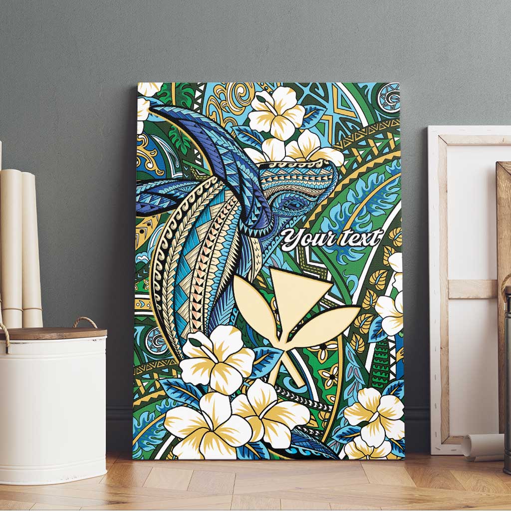 Personalised Hawaii Tribal Humpback Whale Canvas Wall Art Omaomao Hibiscus Seamless Pattern LT9 - Polynesian Pride