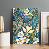 Personalised Hawaii Tribal Humpback Whale Canvas Wall Art Omaomao Hibiscus Seamless Pattern LT9 - Polynesian Pride