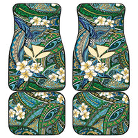 Personalised Hawaii Tribal Humpback Whale Car Mats Omaomao Hibiscus Seamless Pattern LT9 - Polynesian Pride