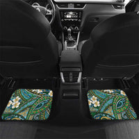 Personalised Hawaii Tribal Humpback Whale Car Mats Omaomao Hibiscus Seamless Pattern LT9 Set 2pcs - Back Green - Polynesian Pride