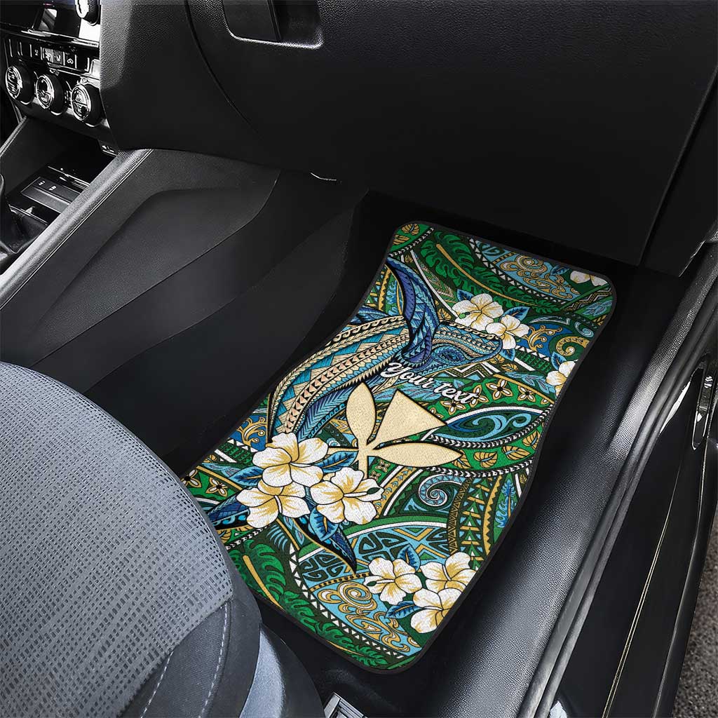 Personalised Hawaii Tribal Humpback Whale Car Mats Omaomao Hibiscus Seamless Pattern LT9 - Polynesian Pride