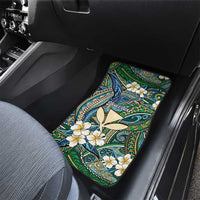 Personalised Hawaii Tribal Humpback Whale Car Mats Omaomao Hibiscus Seamless Pattern LT9 - Polynesian Pride