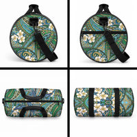 Personalised Hawaii Tribal Humpback Whale Duffle Bag Omaomao Hibiscus Seamless Pattern LT9 - Polynesian Pride