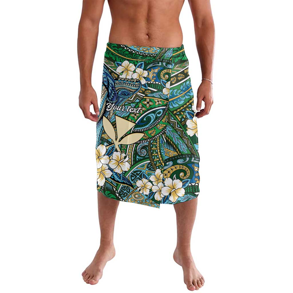 Personalised Hawaii Tribal Humpback Whale Lavalava Omaomao Hibiscus Seamless Pattern LT9 Green - Polynesian Pride