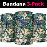 Personalised Hawaii Tribal Humpback Whale Neck Gaiter Omaomao Hibiscus Seamless Pattern LT9 package One Size: 25*50cm Green - Polynesian Pride