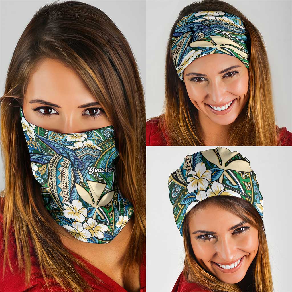Personalised Hawaii Tribal Humpback Whale Neck Gaiter Omaomao Hibiscus Seamless Pattern LT9 - Polynesian Pride