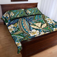 Personalised Hawaii Tribal Humpback Whale Quilt Bed Set Omaomao Hibiscus Seamless Pattern LT9 - Polynesian Pride